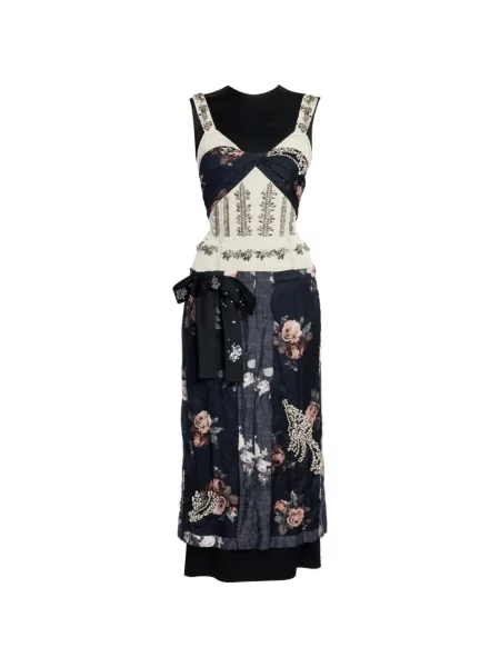 Φλοράλ μίντι φόρεμα Erdem με κέντημα μαύρο