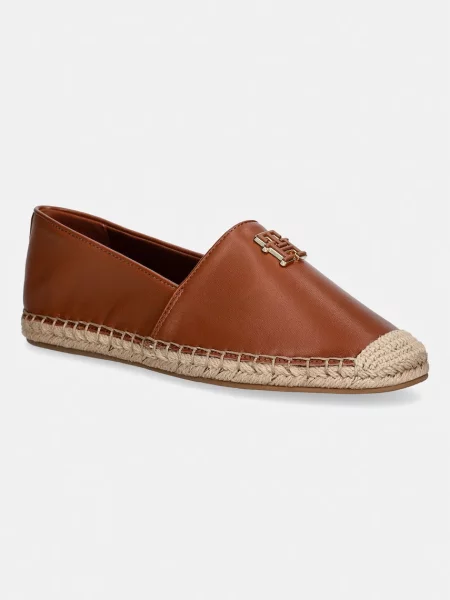 Tommy Hilfiger espadrile de damă TH LOGO LEATHER ESPADRILLE maro