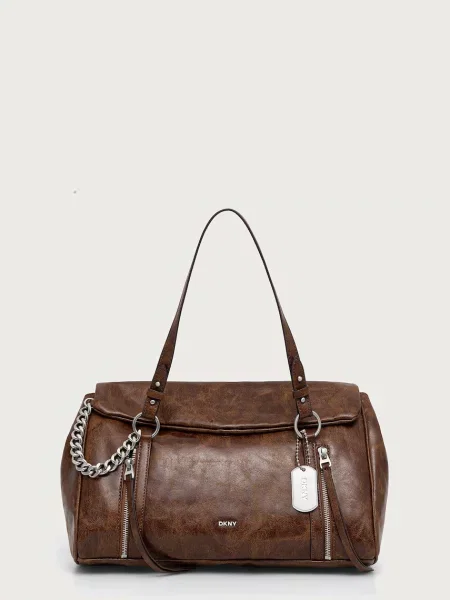 Geantă shopper Dkny din piele maro
