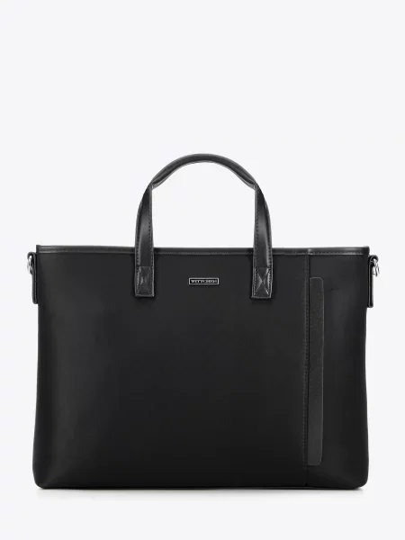 Torba na laptopa z ozdobną wstawką czarna