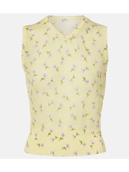 Top Jil Sander cu model floral galben