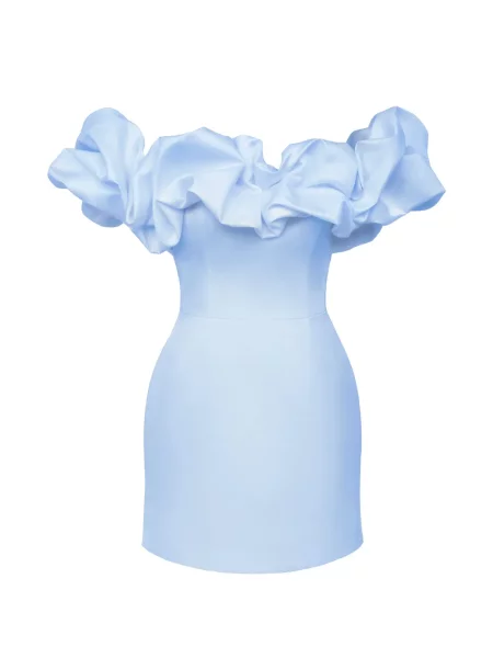 Rochie mini Post Meridiem cu volane albastru