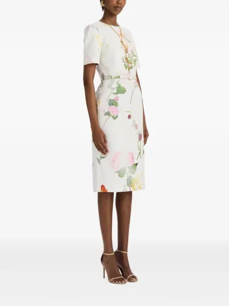 Rochie din denim Oscar De La Renta cu imagine alb