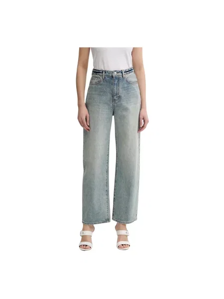 Szerokie jeansy Armani Exchange z wysoką talią niebieskie