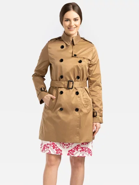 Trenci Perso cu două rânduri de nasturi alb