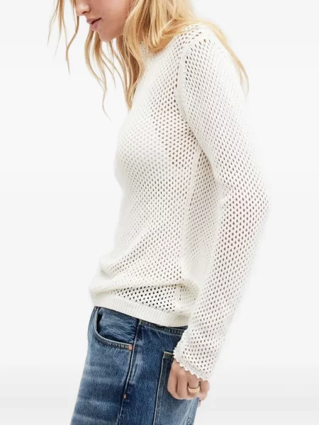 Top Allsaints plasă de plasă alb