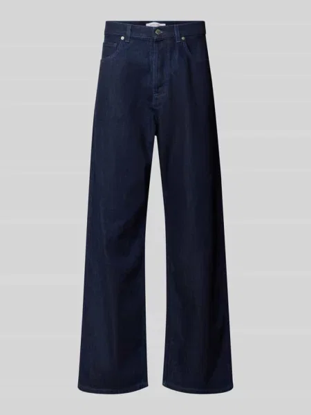 Jeansy o kroju wide fit z czystej bawełny Maison Kitsune granatowe