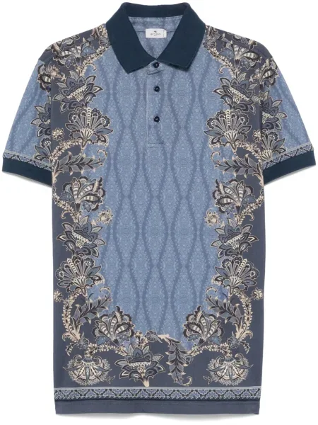 Polo Etro cu imagine cu model paisley albastru