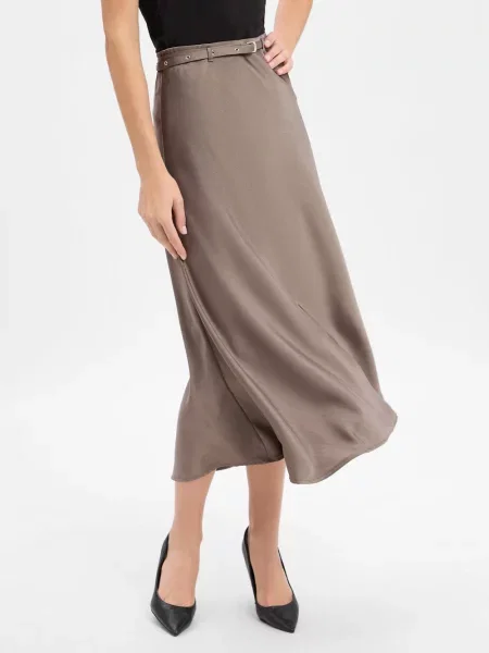 Neo Noir spódnica satynowa Kobiety Sztuczne włókno jednolity 34 szary