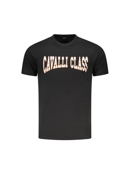 Krótka koszulka Cavalli Class z krótkim rękawem czarna