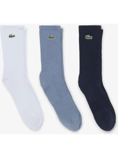 Skarpety Lacoste Long Ribbed niebieski szary melanż 3 pary biały