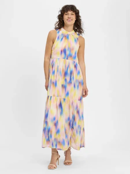 Długa sukienka z wiązaniem na szyi model ‘VIRANO’ Y.a.s niebieska