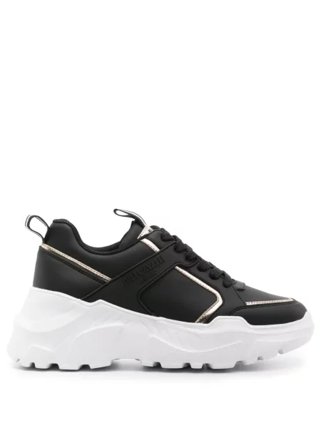 Sneakerși Just Cavalli cu șireturi din dantelă negru