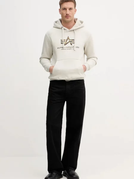 Alpha Industries Μπλούζα Basic Hoodie BL Effect Print μπεζ