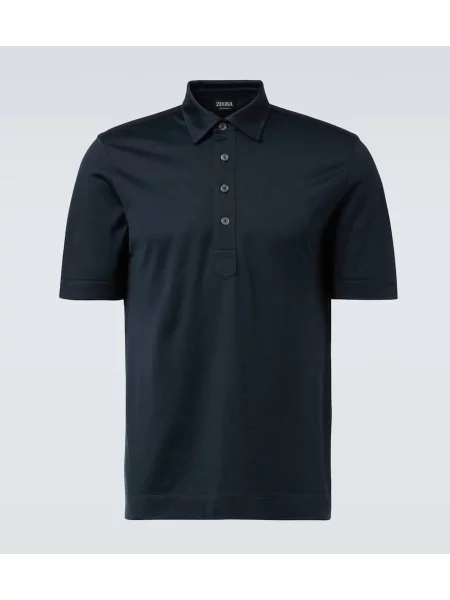Polo Zegna de mătase albastru