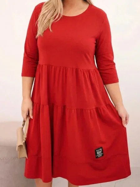 Rochie Kesi Włoski cu volane de costum roșu