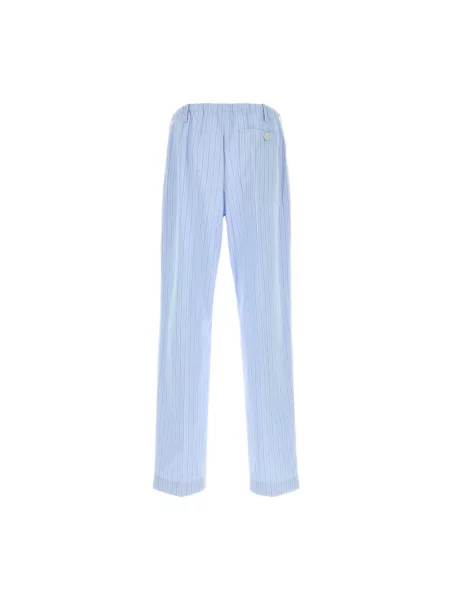 Haftowane spodnie Dries Van Noten niebieskie