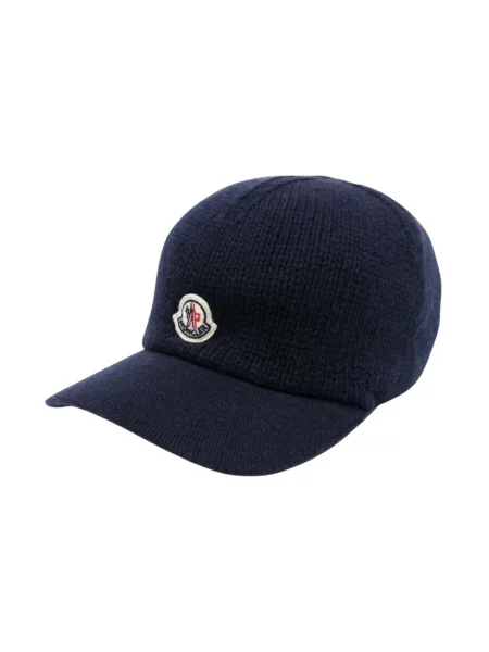 Czapka z daszkiem Moncler wełniana niebieska