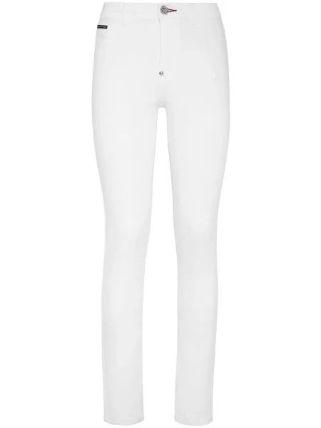 Mršav skinny fit traperice Philipp Plein s autogramom bijela
