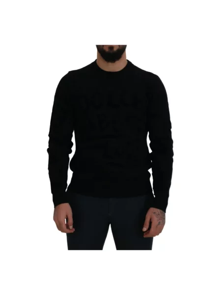 Sweter Dolce And Gabbana wełniany z nadrukiem czarny