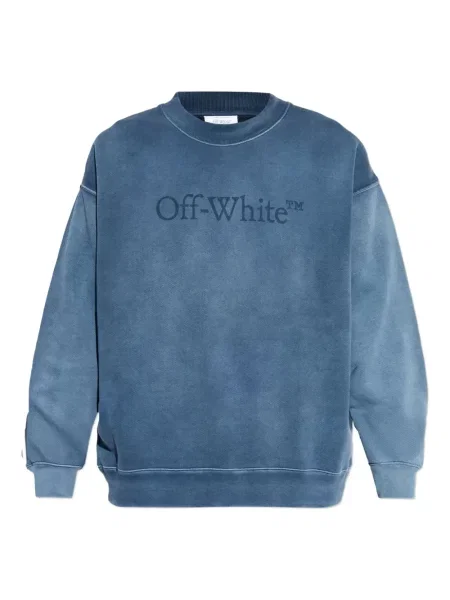 Lung hanorac Off-white cu autograf alb