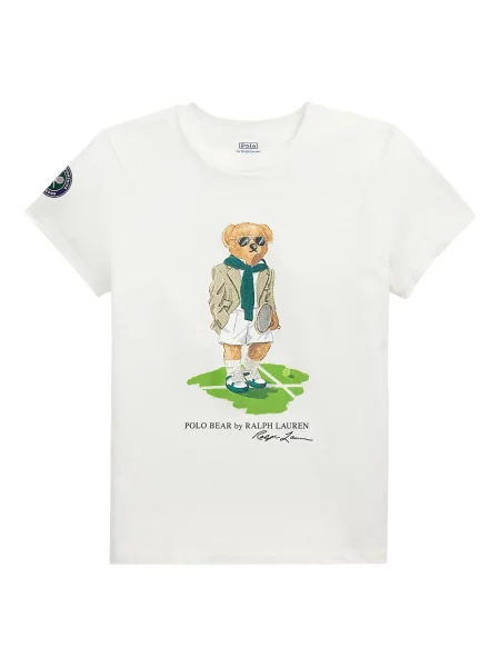 Tricou Polo Ralph Lauren cu broderie de costum cu dungi alb