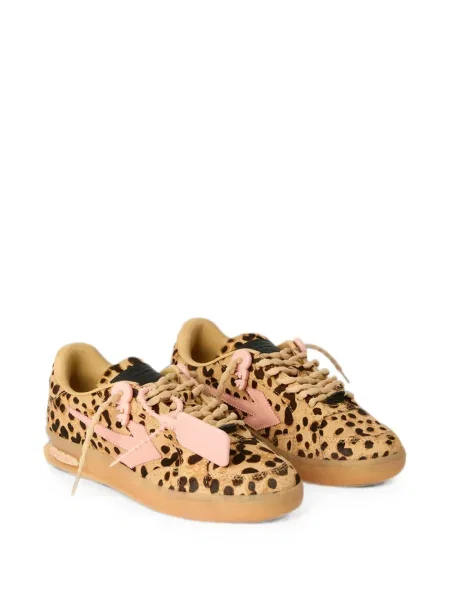 Sneakerși Off-white cu imagine cu model leopard alb