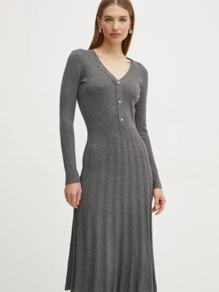 Morgan sukienka z domieszką wełny RMFRED midi rozkloszowana RMFRED szary