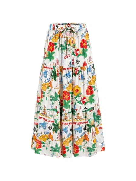 Fusta maxi Seafolly cu model floral cu imagine alb