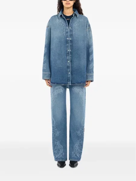 Pantaloni Off-white cu model paisley alb