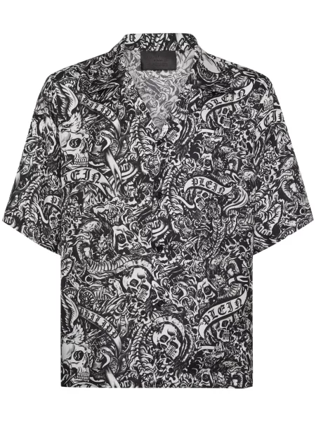 Scurt cămașă Philipp Plein de mătase negru