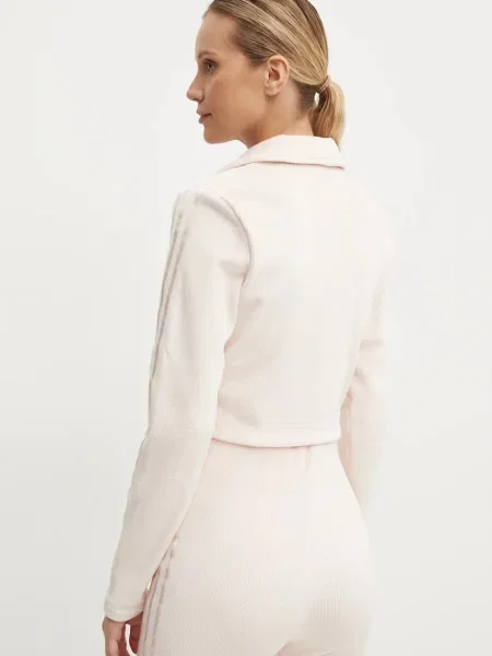 Mikina adidas Originals Femme Galore Rib Cardigan hladká růžová