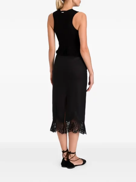 Fustă midi Twinset din dantelă negru