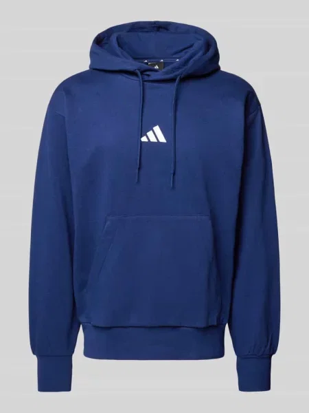 Bluza z kapturem i kieszenią kangurką Adidas niebieska