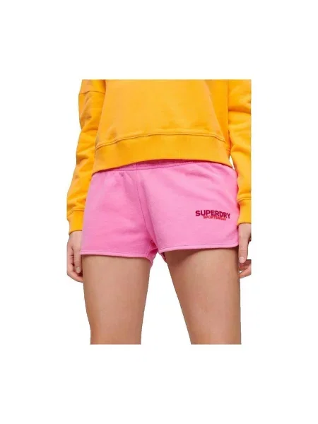 Scurt pantaloni Superdry cu autograf roz
