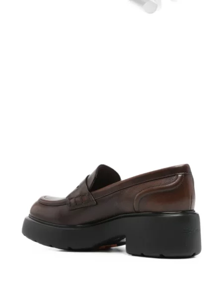 Pantofi loafer Santoni din piele chunky maro