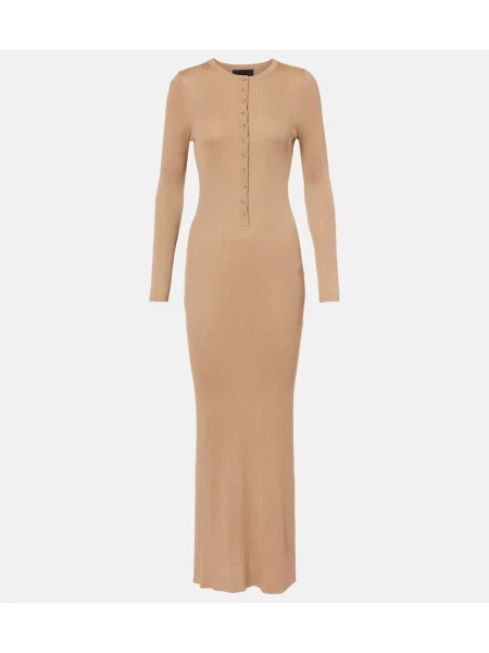 Rochie maxi Nili Lotan de mătase de costum maro