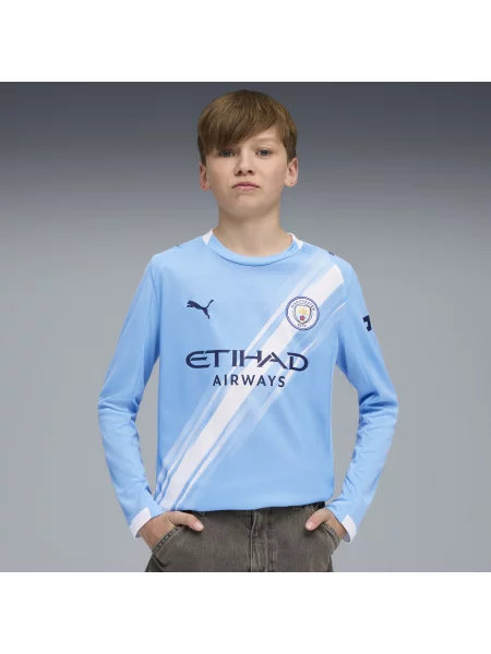 PUMA Młodzieżowa koszulka domowa z długim rękawem Manchester City Odzież niebieski