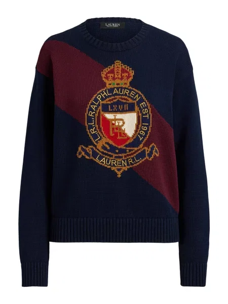 Lauren Ralph Lauren Pulover bleumarin / auriu / roșu burgundy alb