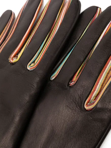 Iš natūralios odos dryžuotos pirštines Paul Smith juoda
