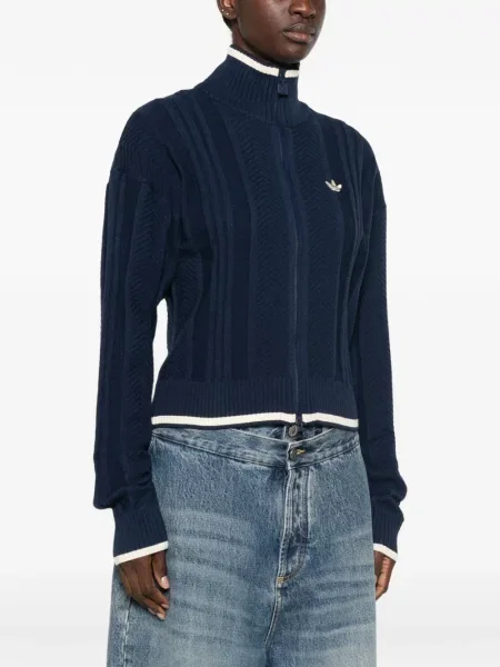 Pulover Adidas cu autograf cu decolteu în V de catifea cord gri