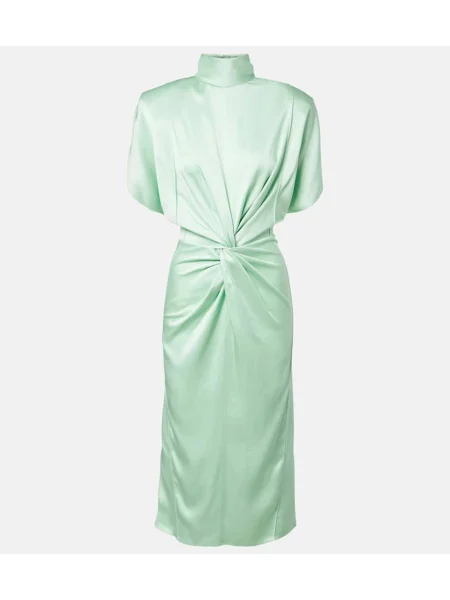 Rochie midi Stella Mccartney din satin până la genunchi de costum verde