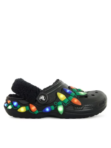 Шльопанці Crocs Classic Lined Holiday Lights Clog чорний