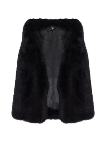 Vestă Balmain din piele de oaie negru
