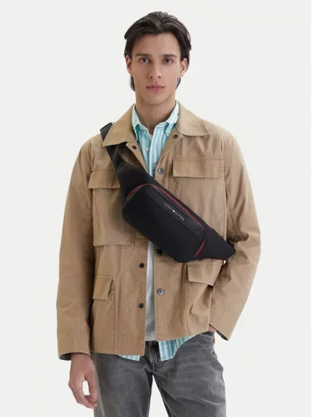 TOMMY HILFIGER Torbica za okrog pasu FOUNDATION' črna