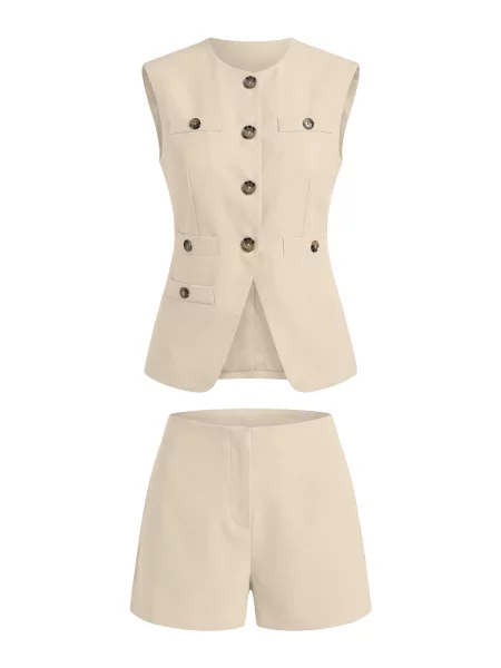 Imily Bela Costum cu pantaloni bej