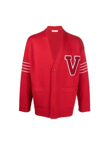 Lniany kardigan Valentino czerwony
