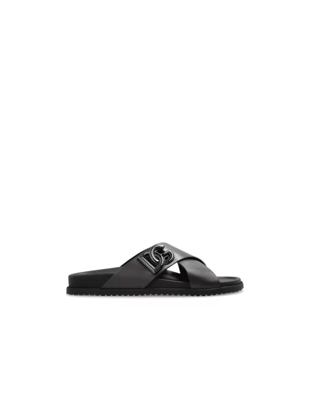 Klapki Dolce And Gabbana z logo brązowe