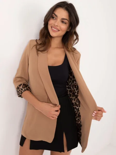 Sacou Fashionhunters cu imagine cu model leopard maro