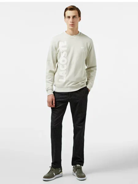Шерстяные повседневные брюки Lacoste черные